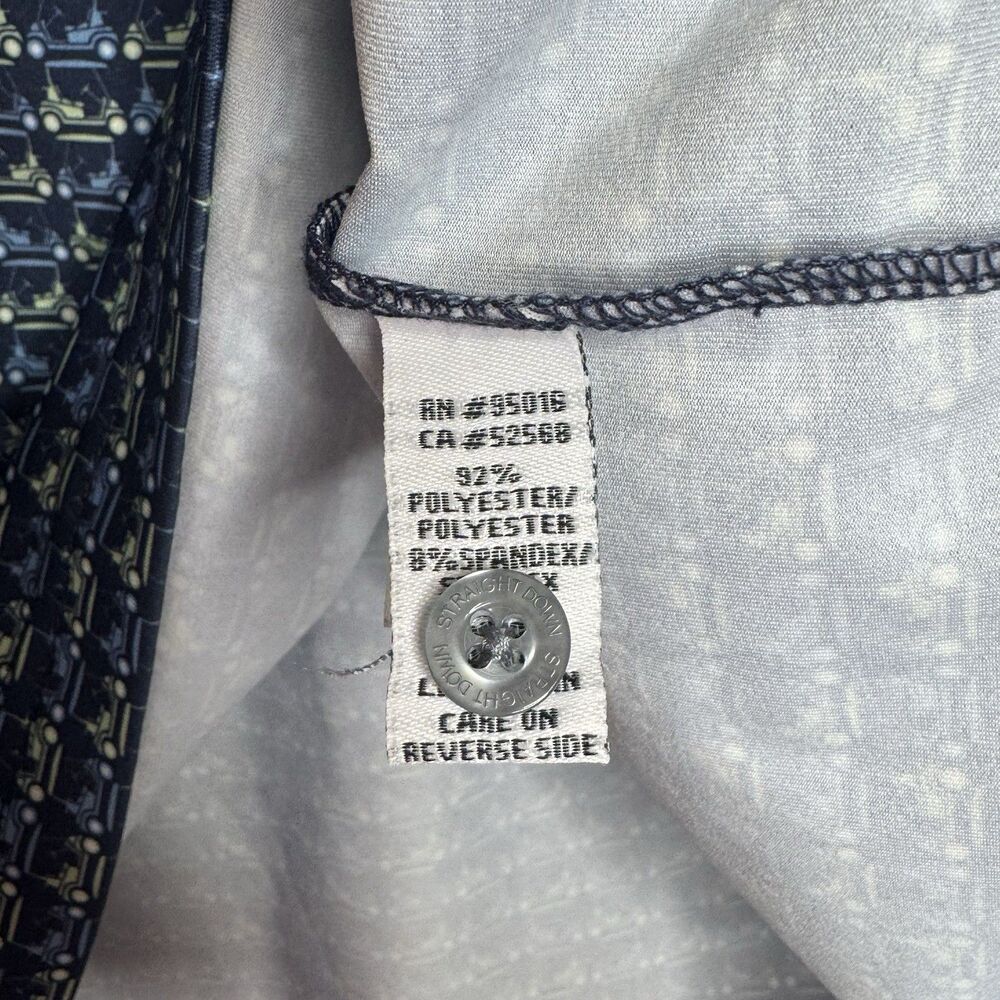 Straight Down Golf‎ Polo Shirt Mens M Blue Golf Cart All Over Print Performance - Picture 6 of 9